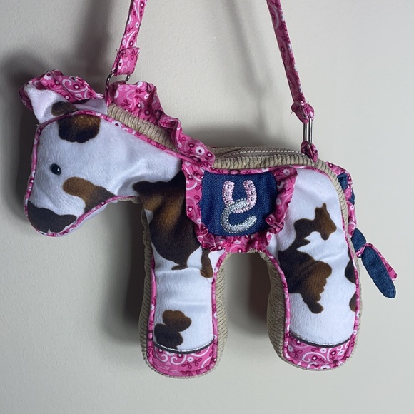 Cuddle Toys Pink and Denim Western Cowgirl Horse Purse - Picture 1 of 6